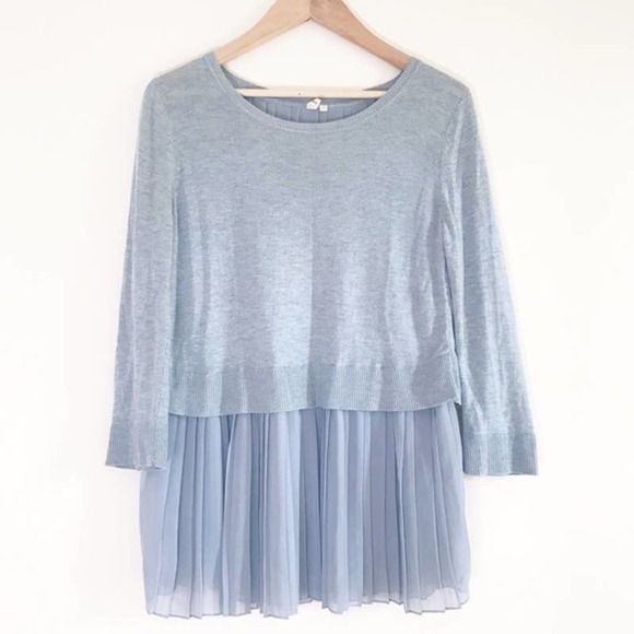 Anthropologie Moth Pleated Hem Split Back Sweater - Picture 1 of 4